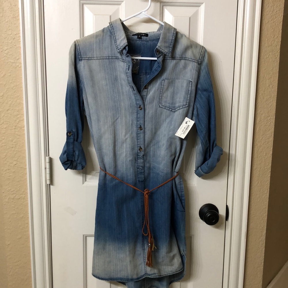 Blue Jean shirt dress with belt